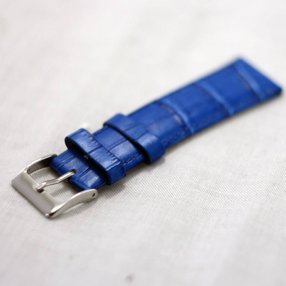 Кожаный ремешок для часов синий
